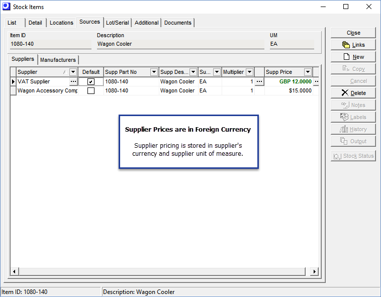 01SupplierPricesForeign DBA Manufacturing Software