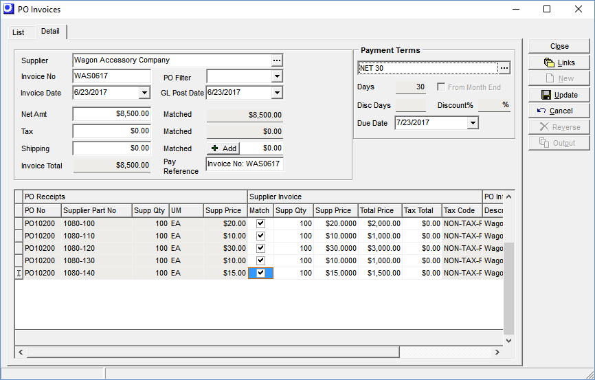 05POInvoices DBA Manufacturing Software